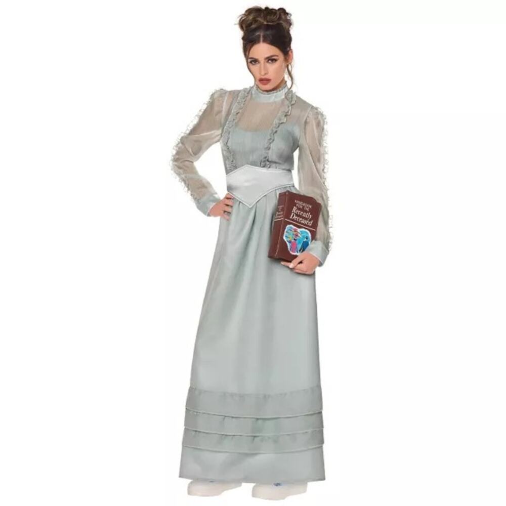 Beetlejuice Astrid Blue Ruffle Maxi Dress Costume Medium Halloween Cosplay